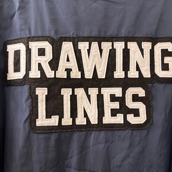 Flawed The Hundreds "Drawing Lines" Varsity Jacket XL Navy Green Adam Bomb Y2K - Picture 4 of 9